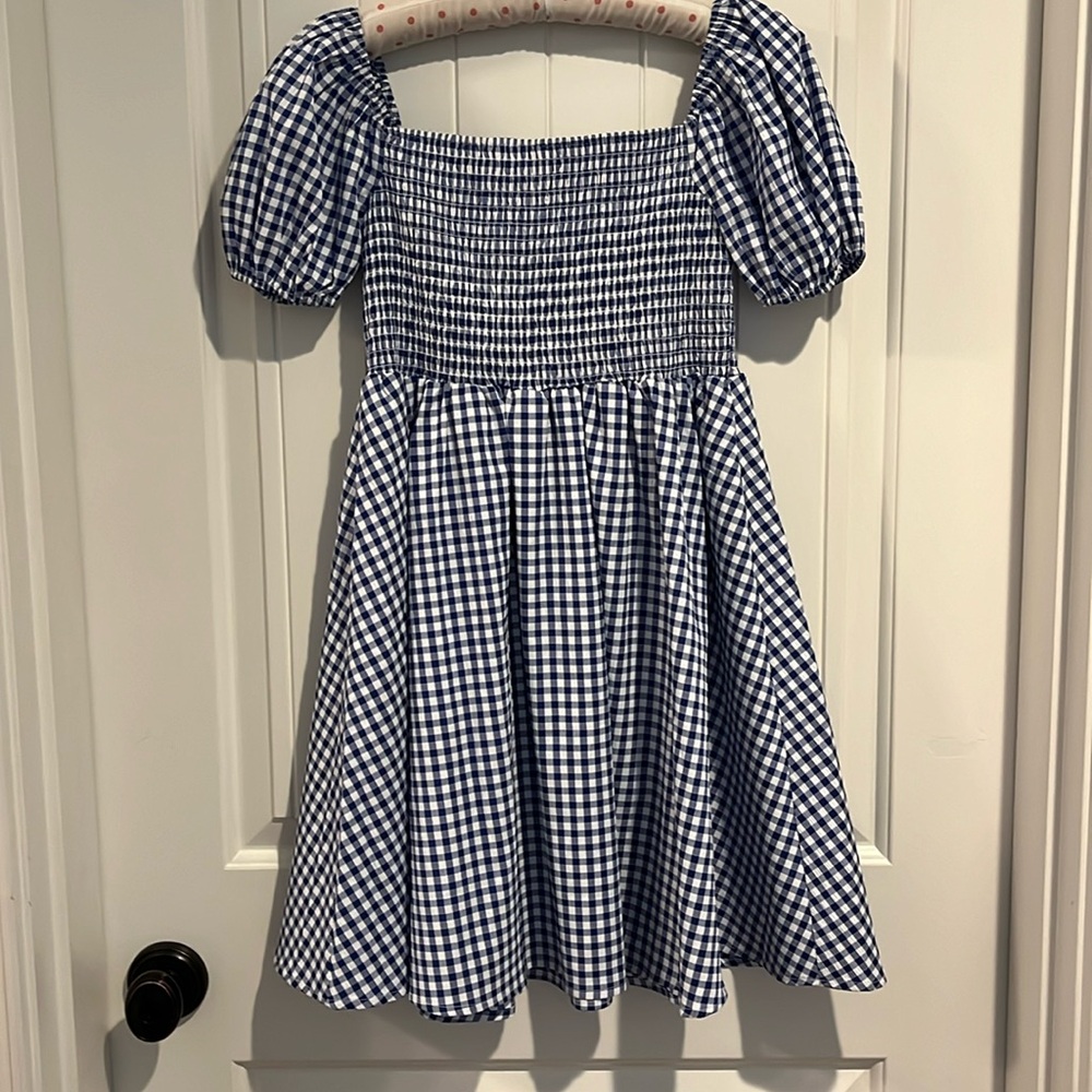 Lea & Viola Square Neck Checkered Dress